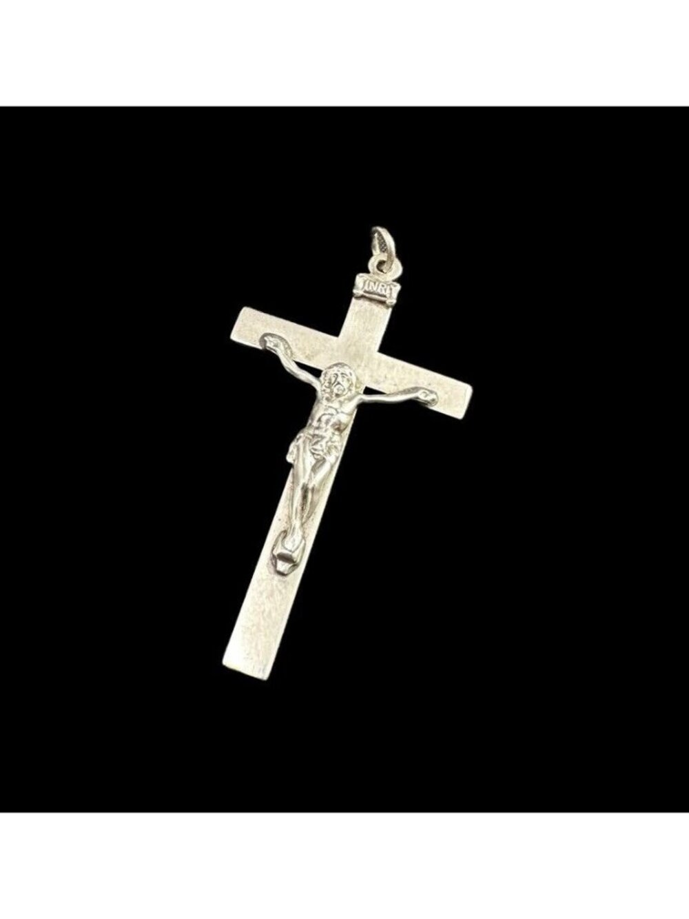 Vintage INRI Italy Sterling Silver Cross Pendant Jesus Christ Crucifix Religious